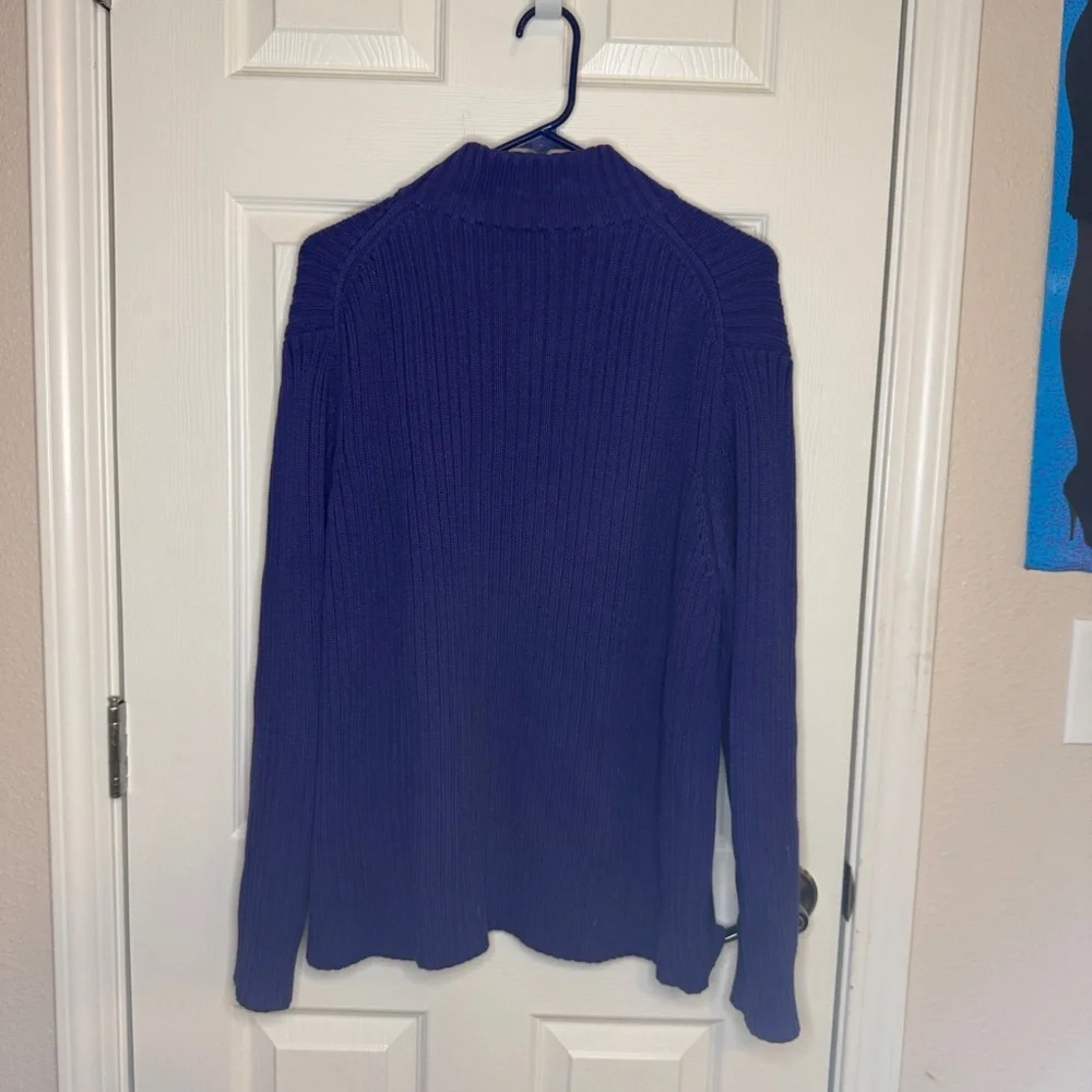 Lands' End Purple Cable Knit Full Zip Sweater Size XL